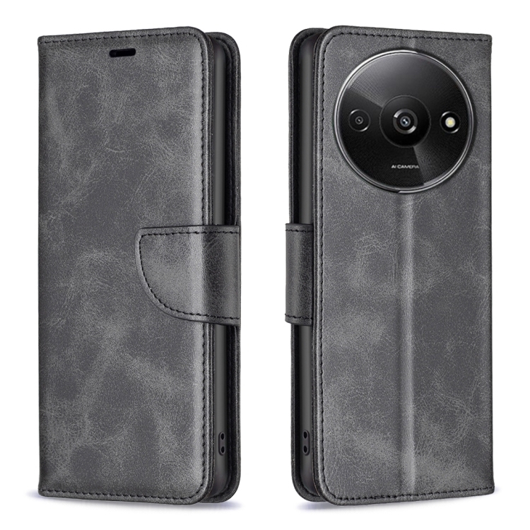 Xiaomi Redmi A3 Lambskin Texture Pure Color Carte Piele Phone Husa (Black)