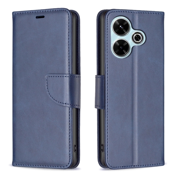 Xiaomi Poco M6 4G / Redmi 13 4G Lambskin Texture Pure Color Carte Piele Phone Husa (Blue)