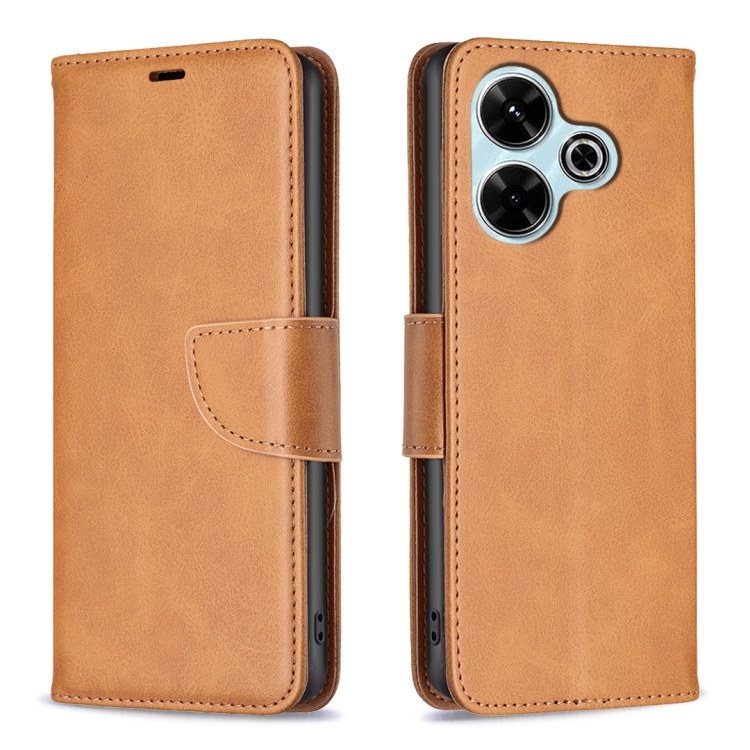 Xiaomi Poco M6 4G / Redmi 13 4G Lambskin Texture Pure Color Carte Piele Phone Husa (Yellow)