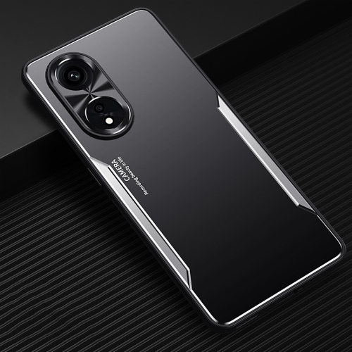 OPPO A1 Pro / A98 Blade Series TPU + Titanium Alloy Phone Husa (Black Silver)
