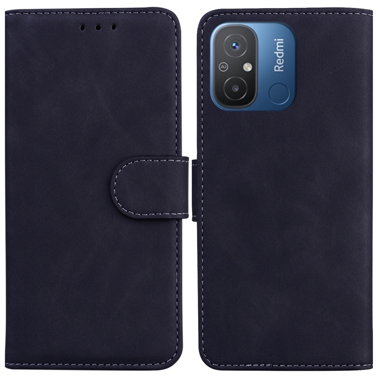 Xiaomi Redmi 12C / 11A Skin Feel Pure Color Carte Piele Husa(Black)
