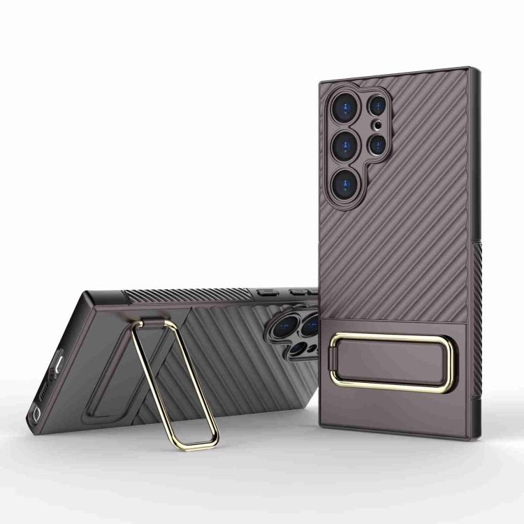Samsung S23 Ultra 5G Wavy Textured Husa (Brown)