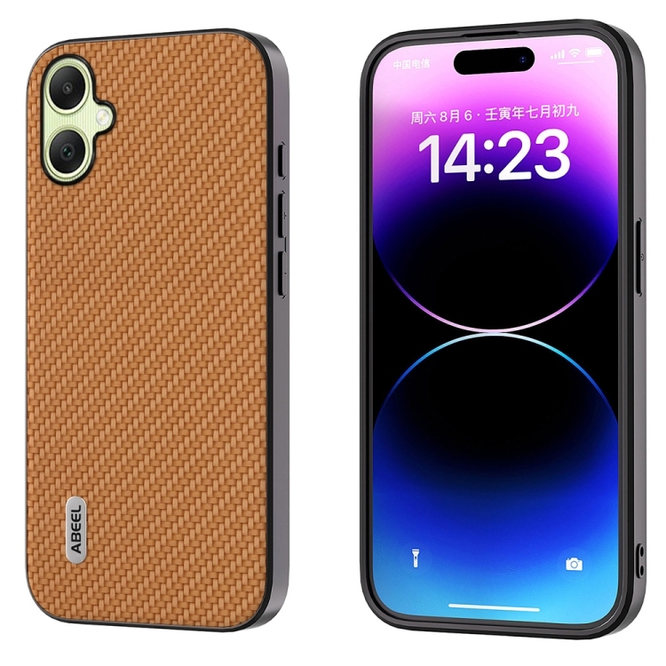 Husa Samsung Galaxy A05 ABEEL Carbon Fiber Texture Protective Phone (Light Brown)