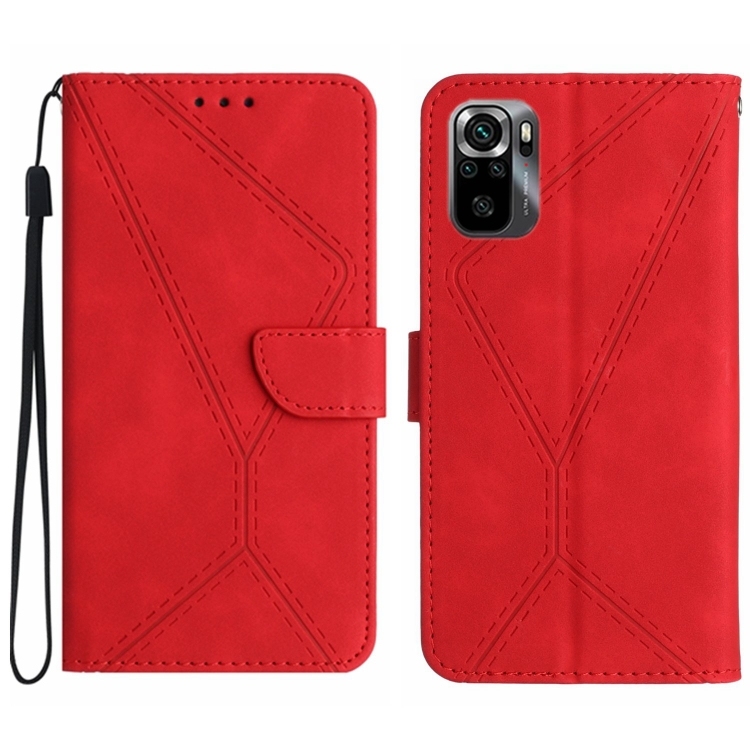 Husa p/u Xiaomi POCO M5S Stitching Embossed Piele Phone (Red)