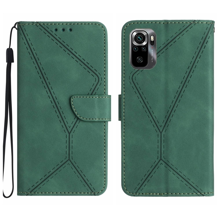 Husa p/u Xiaomi POCO M5S Stitching Embossed Piele Phone (Green)