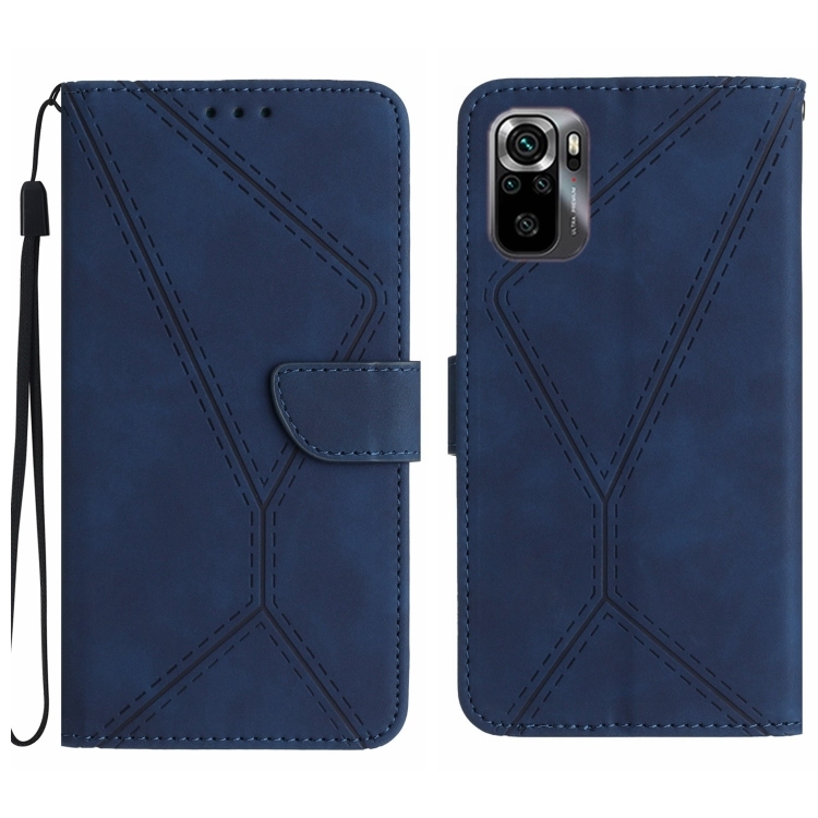 Husa p/u Xiaomi POCO M5S Stitching Embossed Piele Phone (Blue)