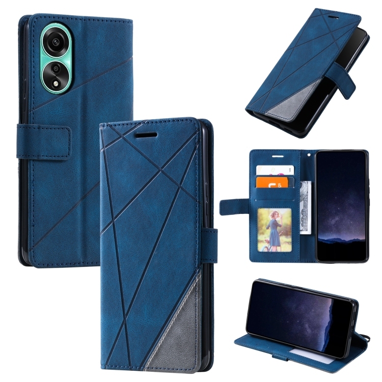 OPPO A78 4G Skin Feel Splicing Piele Phone Husa (Blue)