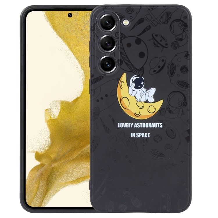 Husa p/u Samsung A73 5G Astronaut Pattern Silicone Straight Edge Phone Case ( Lovely Astronaut-Black