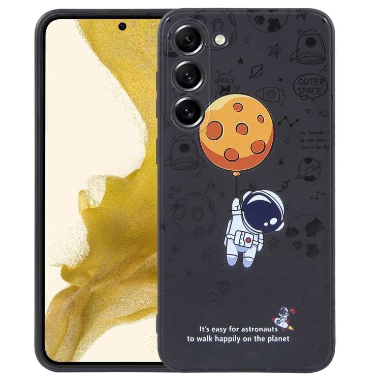 Husa p/u Samsung A73 5G Astronaut Pattern Silicone Straight Edge Phone Case ( Planet Landing-Black)