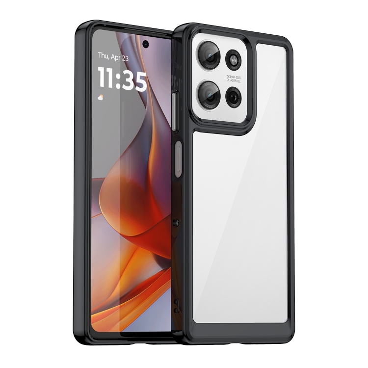 Motorola Moto G75 5G Colorful Series Acrylic Hybrid TPU Phone Husa(Black)