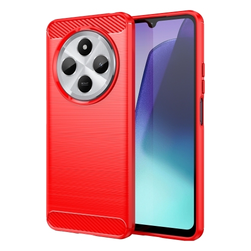 Redmi 14C 4G Carbon Fiber Brushed Texture TPU Phone Husa (Red)