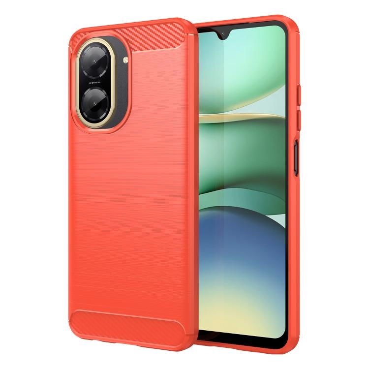 Redmi A5 4G 173.3mm EU Carbon Fiber Brushed Texture TPU Phone Husa (Red)