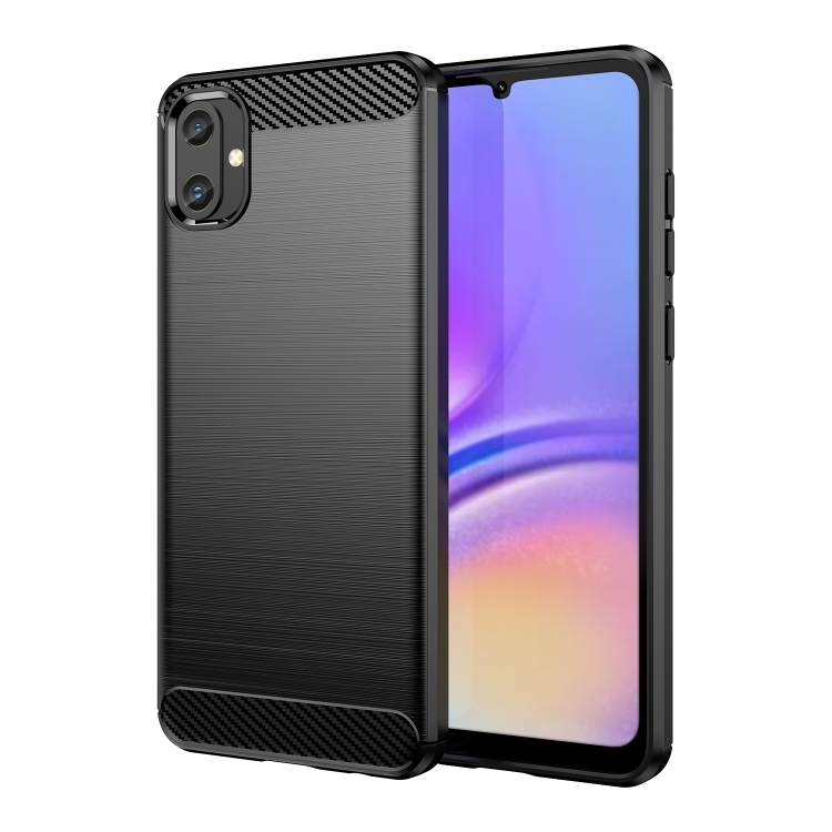 Samsung Galaxy A05 Brushed Texture Carbon Fiber TPU Husa(Black)
