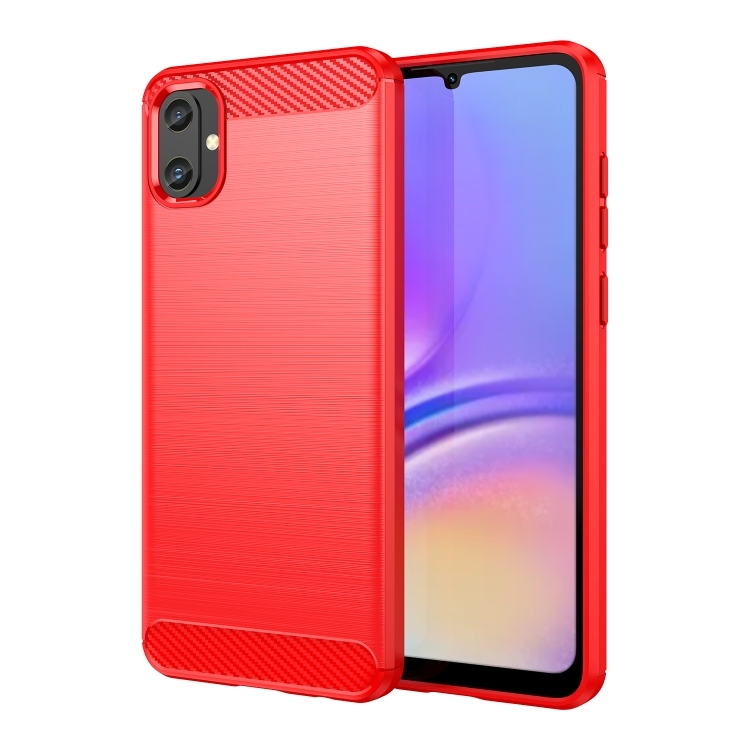 Samsung Galaxy A05 Brushed Texture Carbon Fiber TPU Husa(Red)