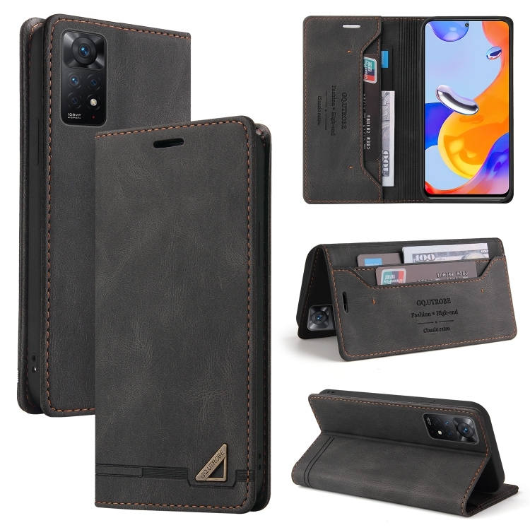 Husa p/u Xiaomi Redmi Note 12 Pro 4G Global GQUTROBE Skin Feel  Brush Horizontal Carte (Black)