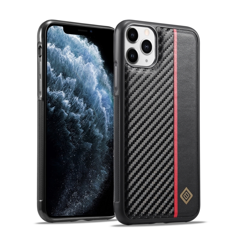 iPhone 11 Pro LC.IMEEKE 3 in 1 Carbon Fiber Texture Shockproof Phone Husa(Black)