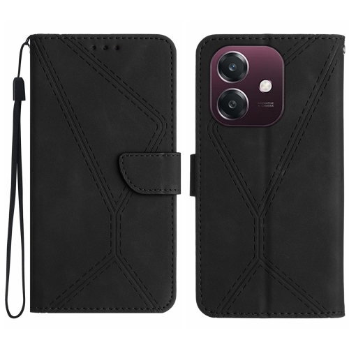 Oppo A40 4G Global / 5G Global Stitching Embossed Piele Phone Husa (Black)