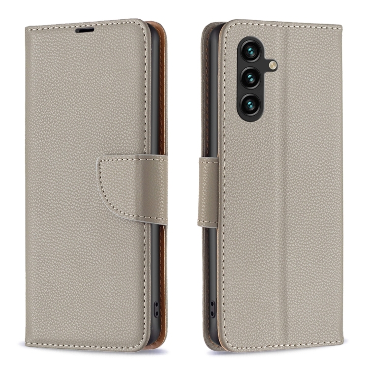 Samsung Galaxy A55 Litchi Texture Pure Color Carte Leather Phone Husa(Grey)