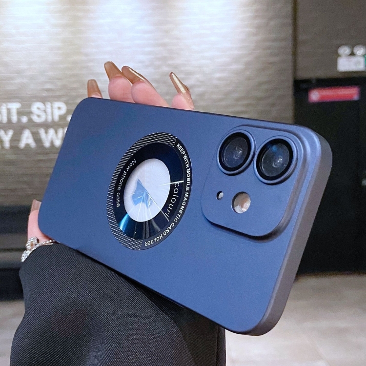 iPhone 11 Electroplating Oil Injection Magsafe Magnetic PC Husa (Dark Blue)