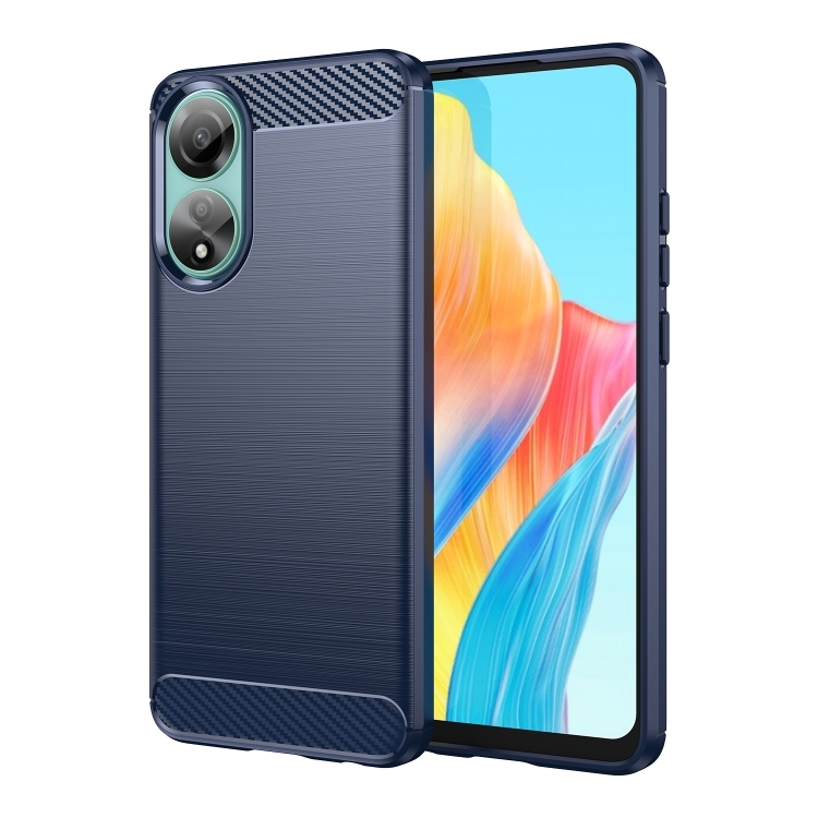 OPPO A78 4G Brushed Texture Carbon Fiber TPU Husa(Blue)