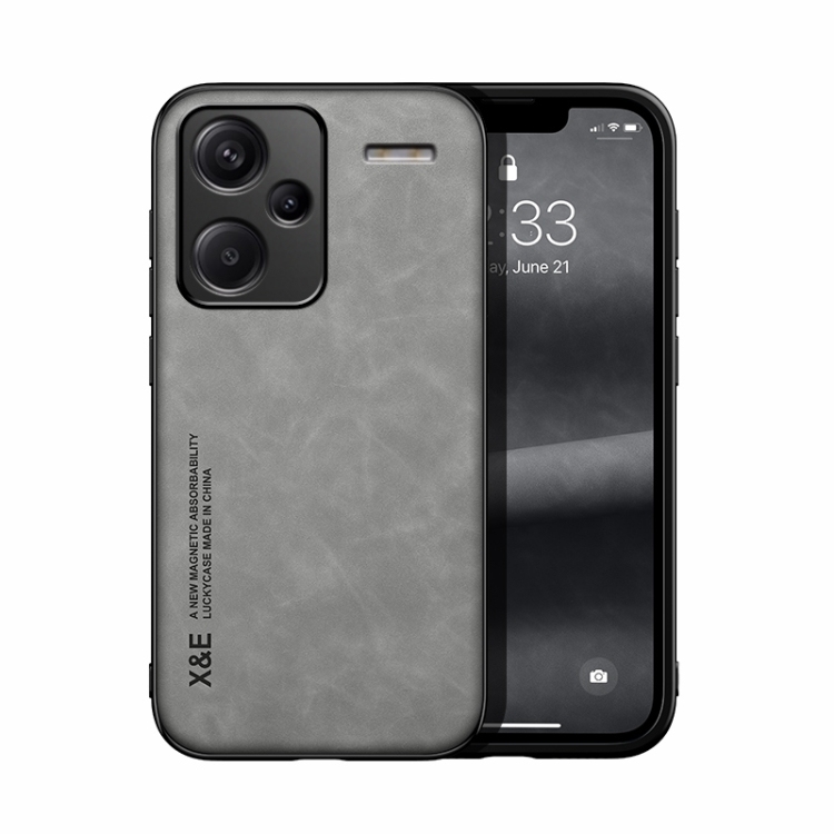 Xiaomi Redmi Note 13 Pro+ 5G Skin Feel Magnetic Leather Back Phone husa(Light Grey)