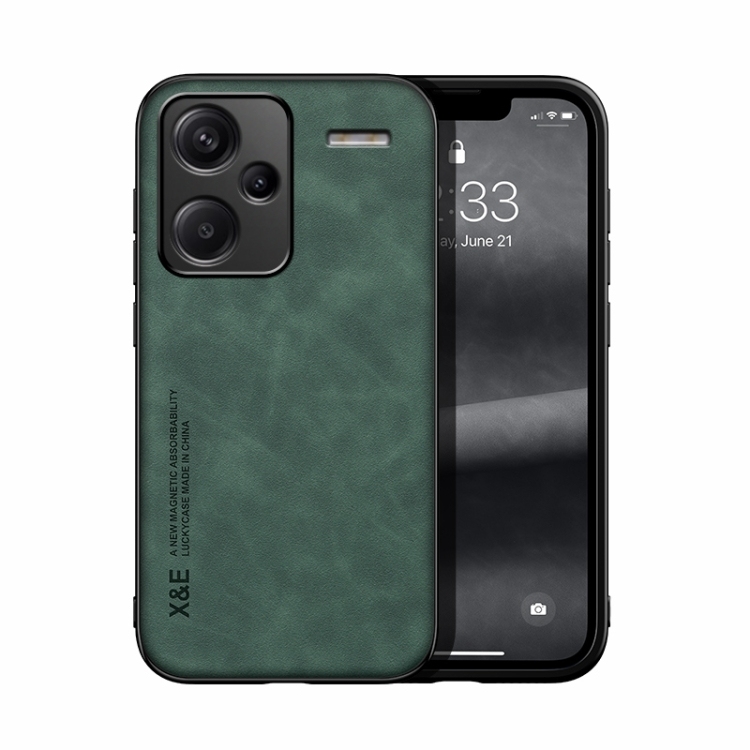 Xiaomi Redmi Note 13 Pro+ 5G Skin Feel Magnetic Leather Back Phone husa(Green)