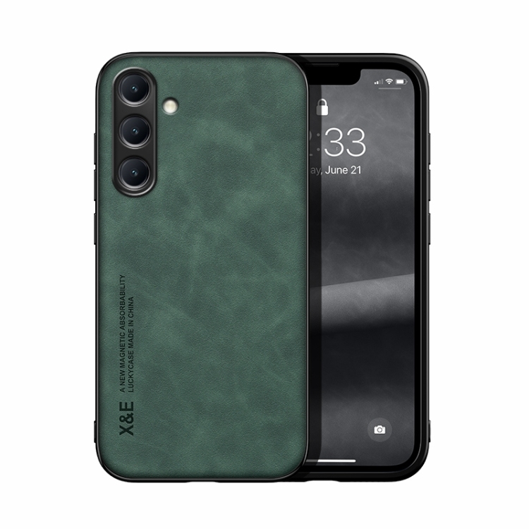 Samsung S24 5G Skin Feel Magnetic Piele Back Husa (Green)