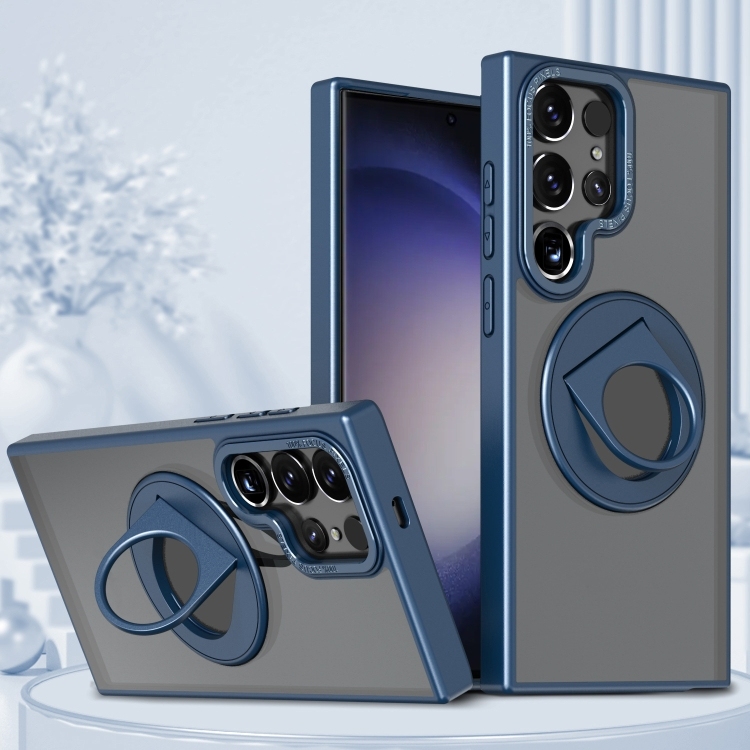 Samsung Galaxy S23 Ultra 5G Rotating Ring Magnetic Holder Husa(Blue)