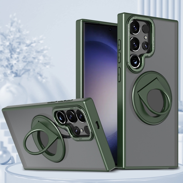 Samsung Galaxy S23 Ultra 5G Rotating Ring Magnetic Holder Husa(Green)