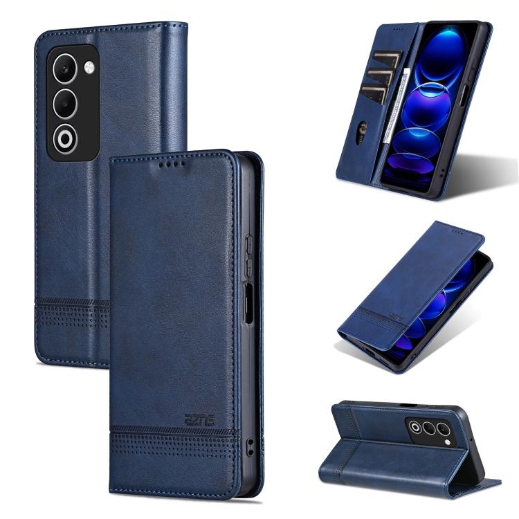 OPPO A5 5G Global / K13x 5G AZNS Magnetic Calf Texture Carte Piele Phone Husa(Dark Blue)