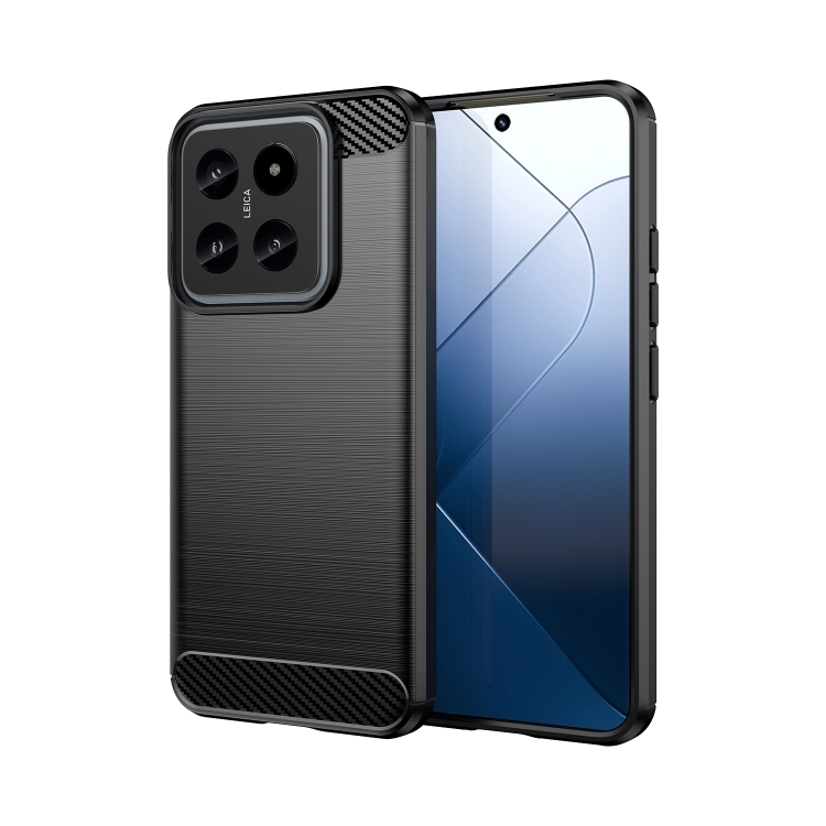 Xiaomi 14 Brushed Texture Carbon Fiber TPU Husa(Black)