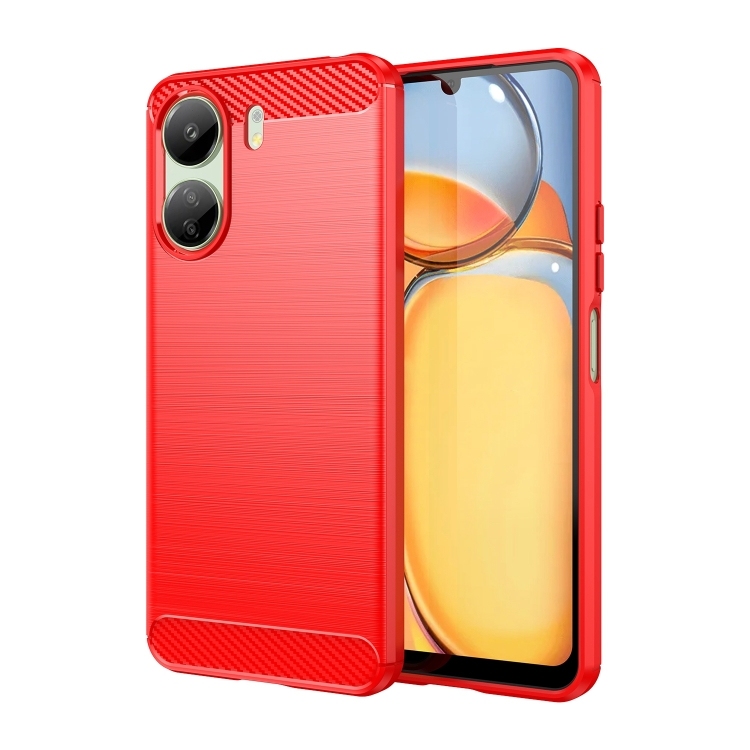 Xiaomi Redmi 13C Brushed Texture Carbon Fiber TPU Husa(Red)