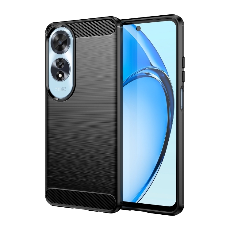 OPPO A60 Carbon Fiber Brushed Texture TPU Phone Husa (Black)
