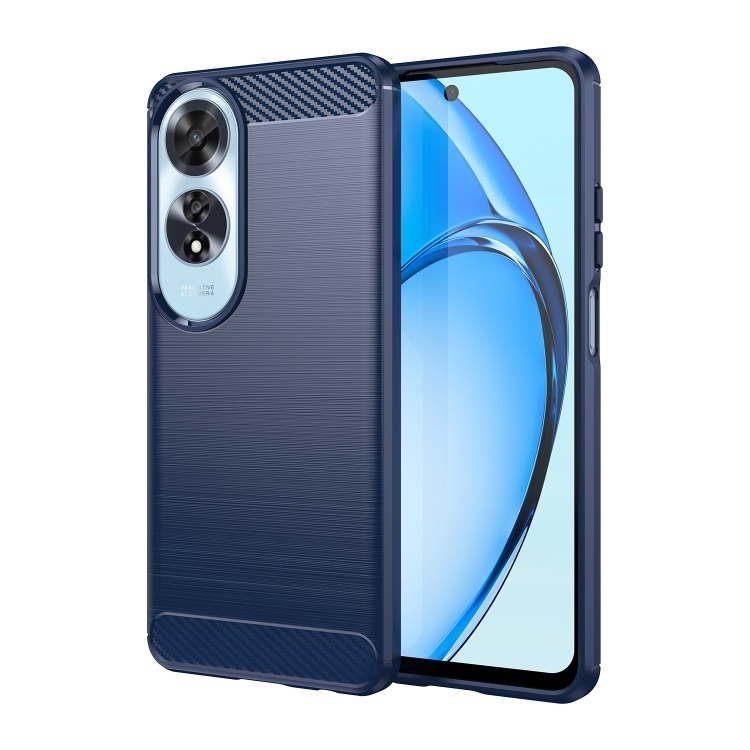 OPPO A60 Carbon Fiber Brushed Texture TPU Phone Husa (Blue)