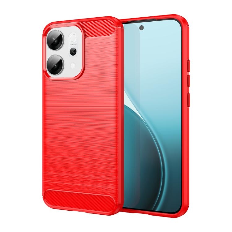 OPPO Reno14 Global Carbon Fiber Brushed Texture TPU Phone Husa(Red)