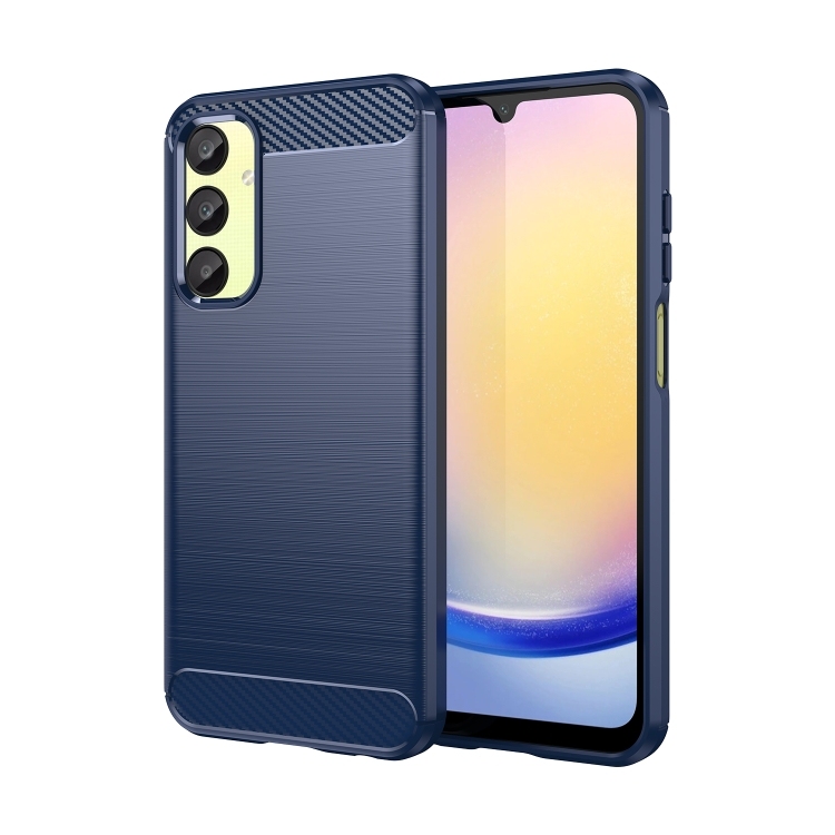 Samsung Galaxy A25 5G Brushed Texture Carbon Fiber TPU Phone Husa(Blue)