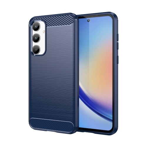 Samsung A35 Brushed Texture Carbon Fiber TPU Husa (Blue)