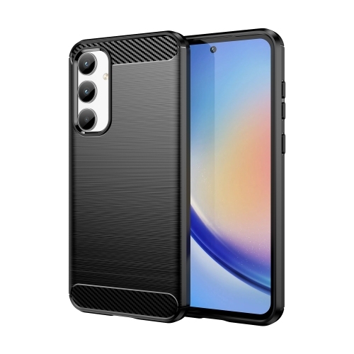 Samsung A35 Brushed Texture Carbon Fiber TPU Husa (Black)