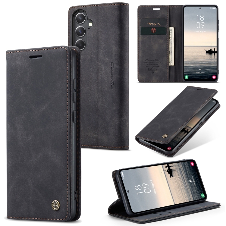 Samsung S23 FE CaseMe Multifunctional Carte Piele Husa (Black)
