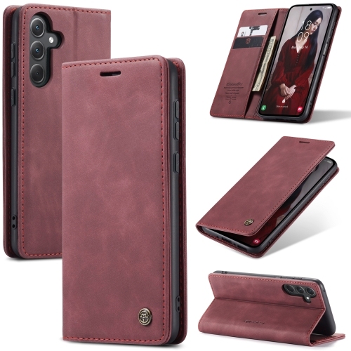 Samsung A35 5G CaseMe 013 Multifunctional Carte Piele Husa (Wine Red)