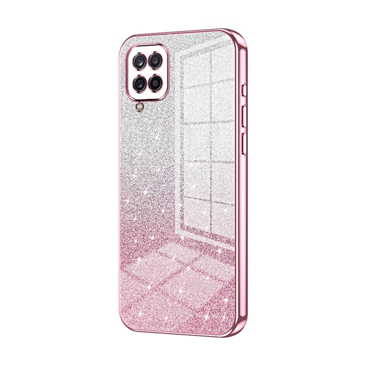 Samsung A12 4G / 5G Gradient Glitter Powder Electroplated Husa (Pink)