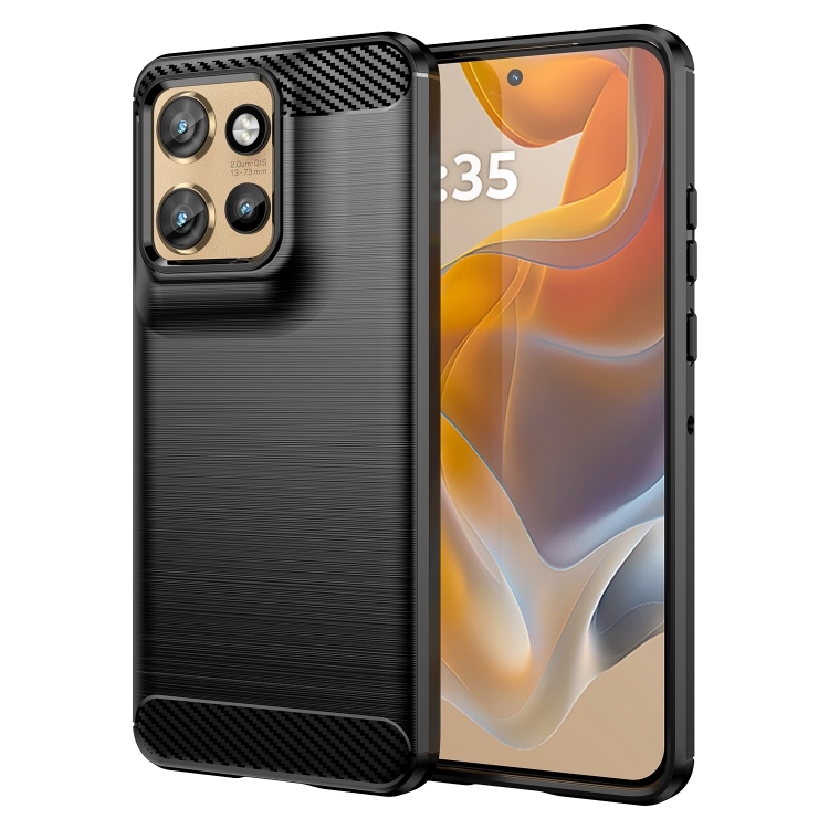 Motorola Edge 50 Neo Carbon Fiber Brushed Texture TPU Phone Husa (Black)