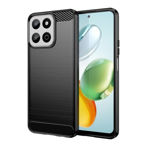 Honor 200 Smart Carbon Fiber Brushed Texture TPU Phone Husa (Black)