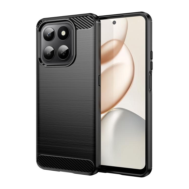 Honor X7d 5G Carbon Fiber Brushed Texture TPU Phone Husa(Black)