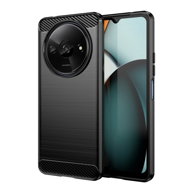 Xiaomi Redmi A3 Brushed Texture Carbon Fiber TPU Phone Husa(Black)