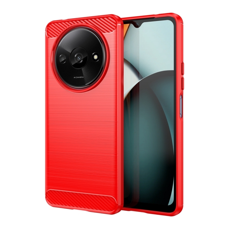 Xiaomi Redmi A3 Brushed Texture Carbon Fiber TPU Phone husa(Red)