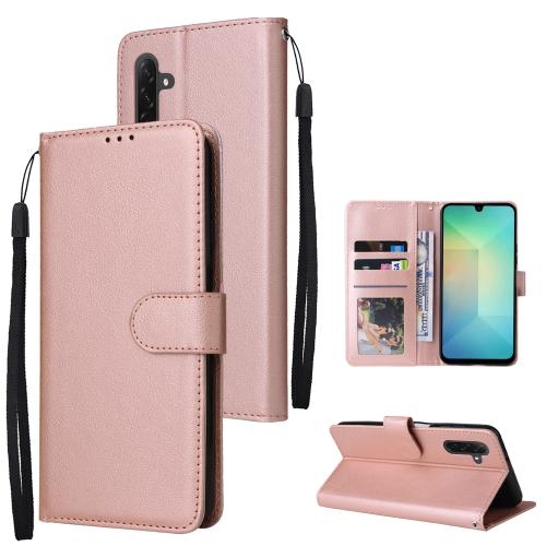 Samsung A26 5G 3-Card Slots Multifunctional Piele Husa (Rose Gold)