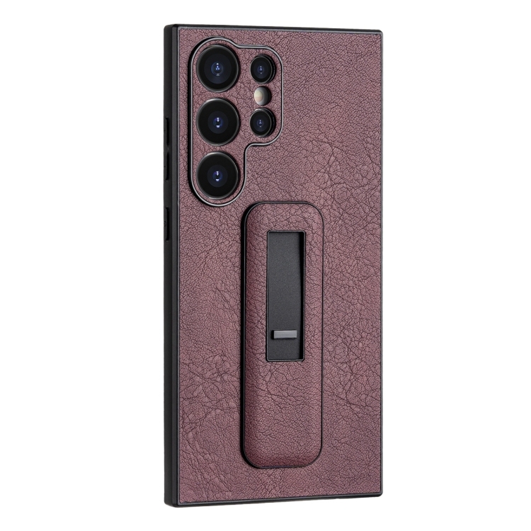 Samsung Galaxy S24 Ultra 5G PU Leather Push-pull Bracket Shockproof Phone husa(Wine Red)