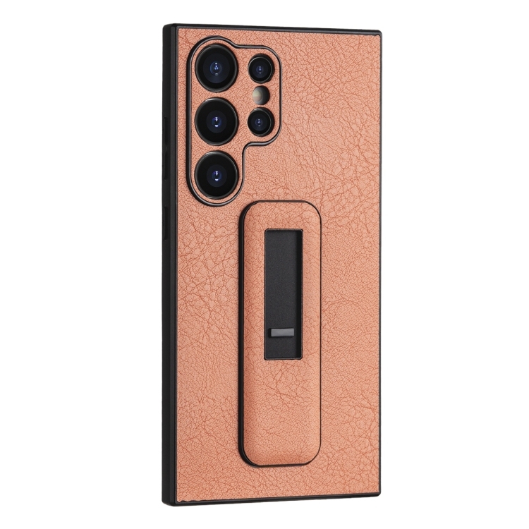 Samsung Galaxy S24 Ultra 5G PU Leather Push-pull Bracket Shockproof Phone husa(Orange)