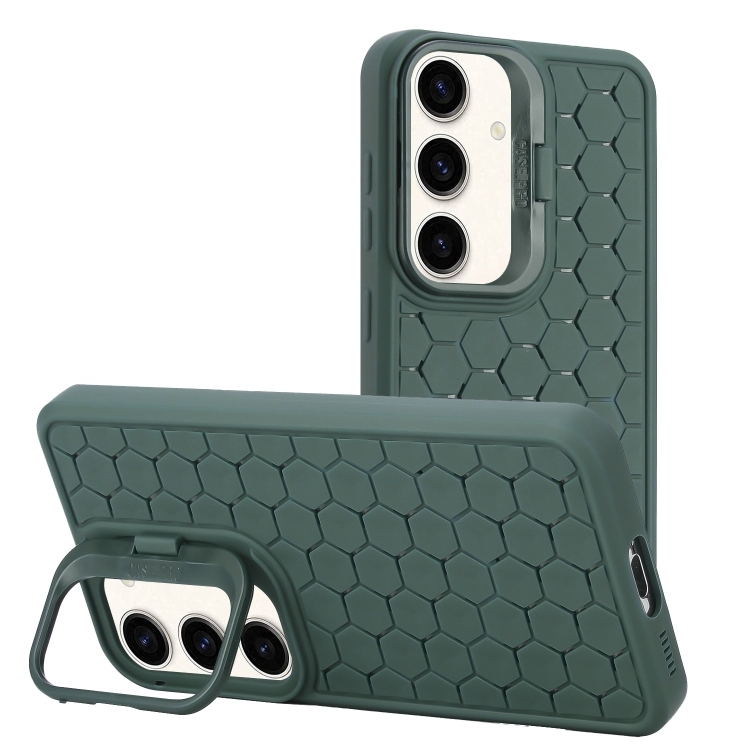 Samsung Galaxy A55 5G Honeycomb Radiating Lens Holder TPU Phone husa(Green)